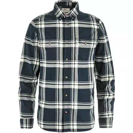 Övik Lite Flannel Shirt M Dark Navy - Chalk White L - Skjortor - 7323451148330 - 1