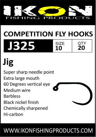 Ikon Competition Fly Hooks J325 Jig 18 - Väkäsettömät perhokoukut - 3971373735950 - 1
