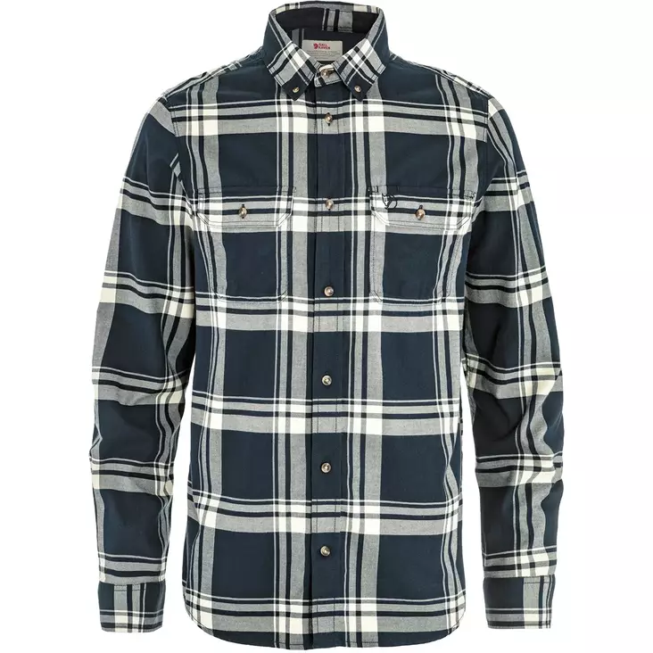 Övik Lite Flannel Shirt M Dark Navy - Chalk White L - Skjortor - 7323451148330 - 1