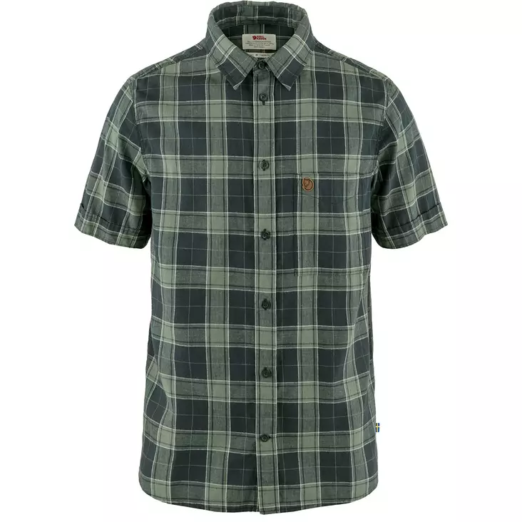 Övik Travel Shirt SS Dark Navy/Patina Green S - Kauluspaidat - 7323450864460 - 1