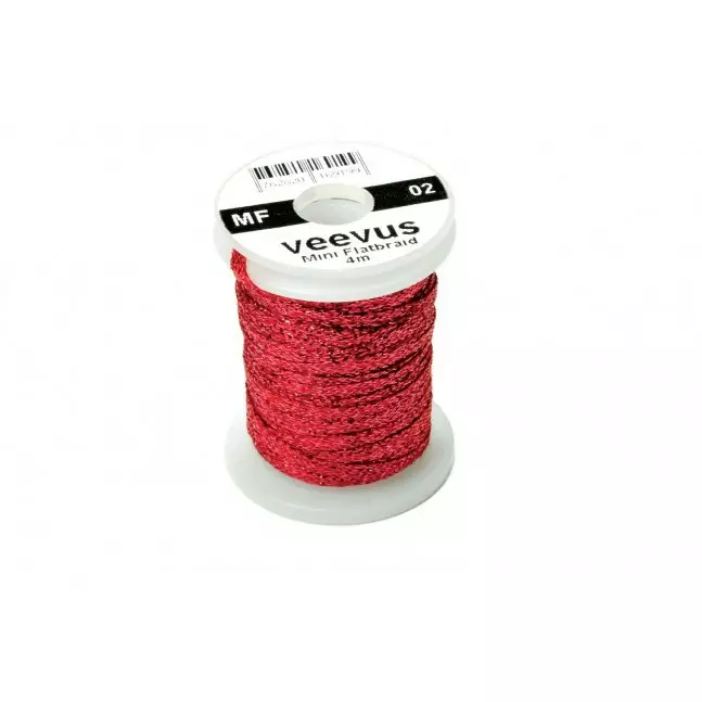 Veevus Mini Flat Braid Blood Red MF2 - Perhonsidontalangat - 7628201691990 - 1