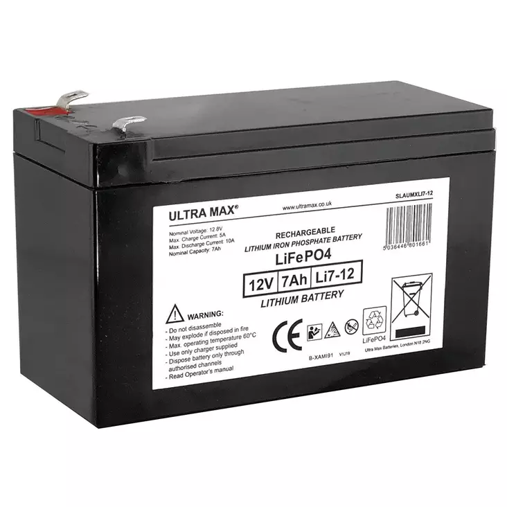 Ultramax LiFePO akku 12V 7Ah - Batterier och laddare - 5036446801661 - 1