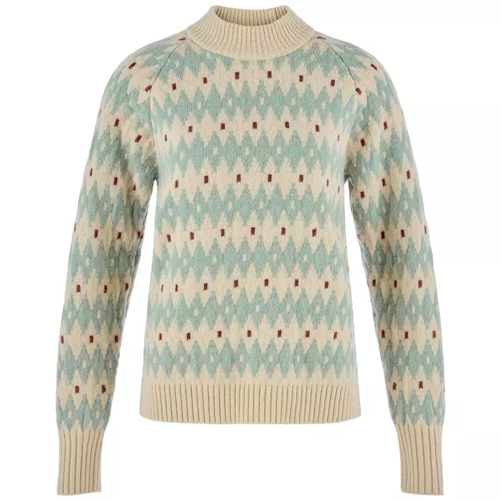 Fjällräven Jacquard Knit W L Light Beige/Misty Green - Wool Sweaters and Knitwear - 7323451203671 - 1