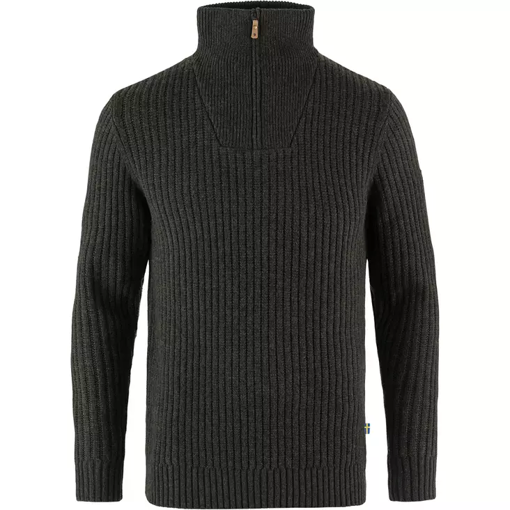 Fjällräven Övik Half Zip Knit Sweater M Dark Grey M - Stickade tröjor och ylletröjor - 7323450901011 - 1