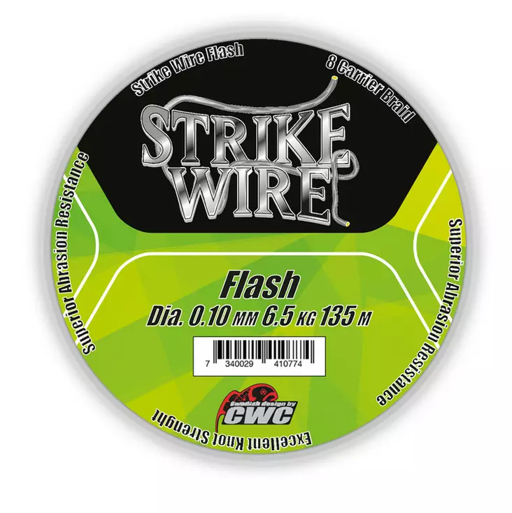 Strike Wire X8 Flash Fluo Green 135m 0,10mm - Flätlinor - 7340029418961 - 1