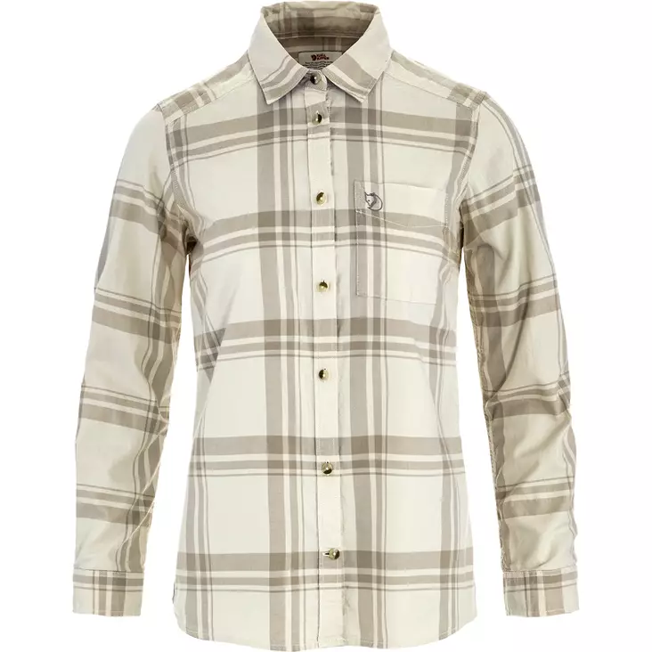 Fjällräven Övik Lite Flannel Shirt W L Chalk White - Fossil - Kauluspaidat - 7323451153402 - 1
