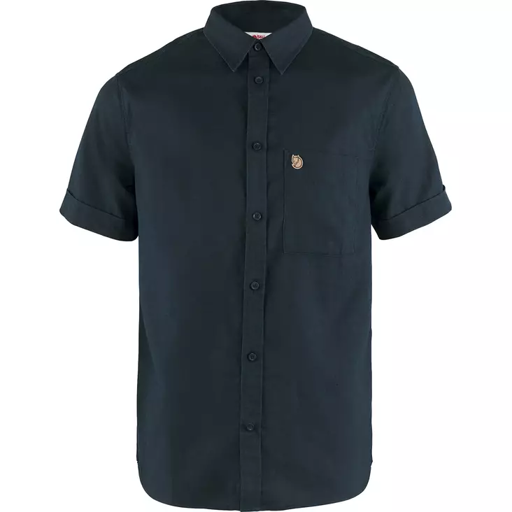 Fjällräven Övik Travel Shirt SS M L Dark Navy - Kauluspaidat - 7323450686932 - 1