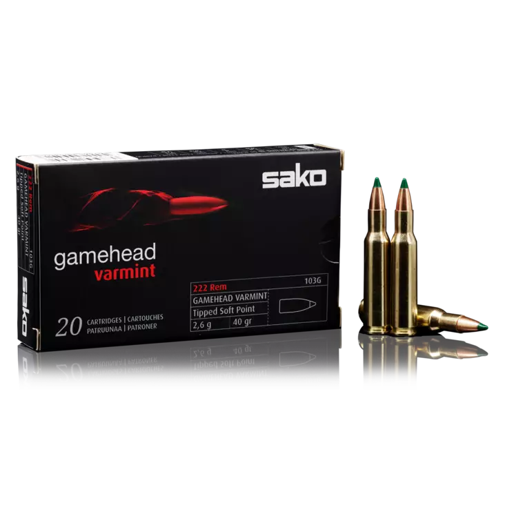 Sako .222 Rem 2,6g Gamehead Varmint 20st - Kaliber .222 Rem - 6438053126042 - 0