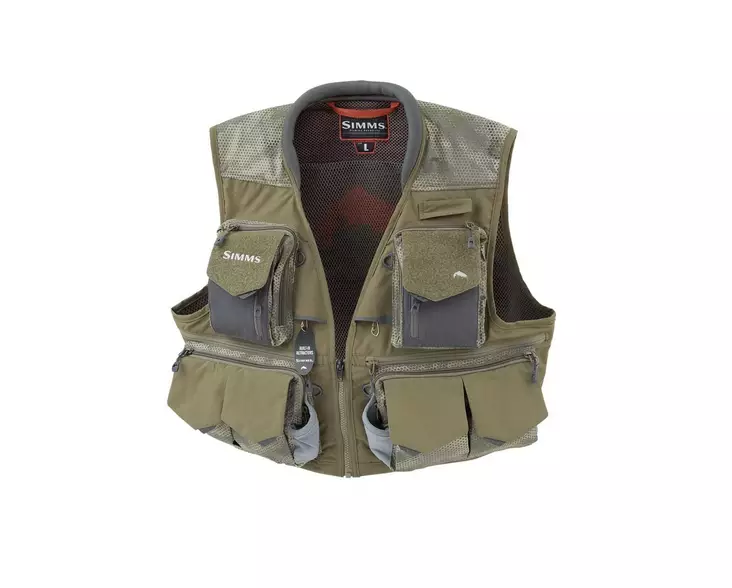 Simms Guide Vest Hex Camo Loden M - Perhokalastuslaukut, liivit ja vyöt - 694264410462 - 1