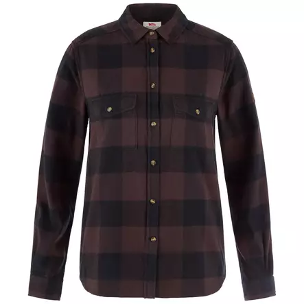 Fjällräven Övik Heavy Flannel Shirt W L Black Oak - Black - Kauluspaidat - 7323451207983 - 1
