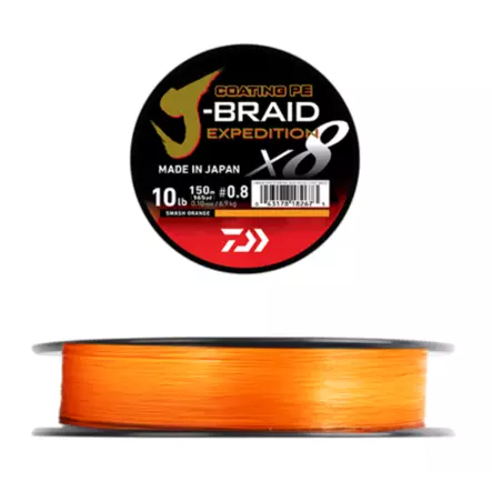 Daiwa J-Braid Expedition x8E 150m 0,10mm Smash Orange - Kuitusiimat - 043178182673 - 1