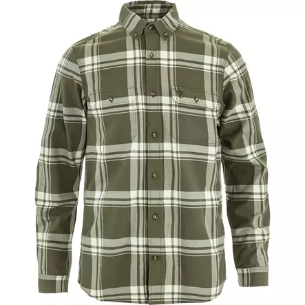 Övik Lite Flannel Shirt M Laurel Green - Chalk White L - Skjortor - 7323451114403 - 1