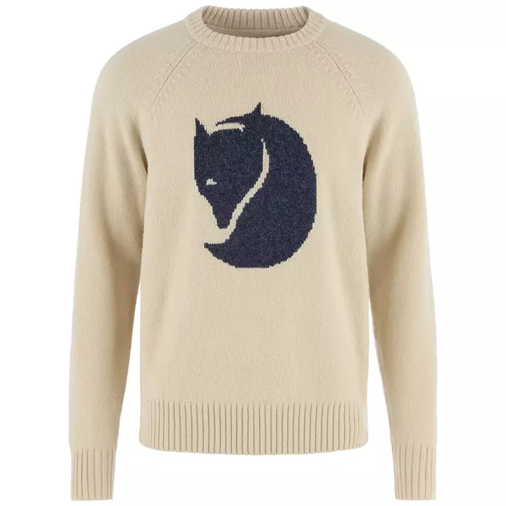 Fjällräven Logo Knit Sweater M L Light Beige - Stickade tröjor och ylletröjor - 7323451199523 - 1