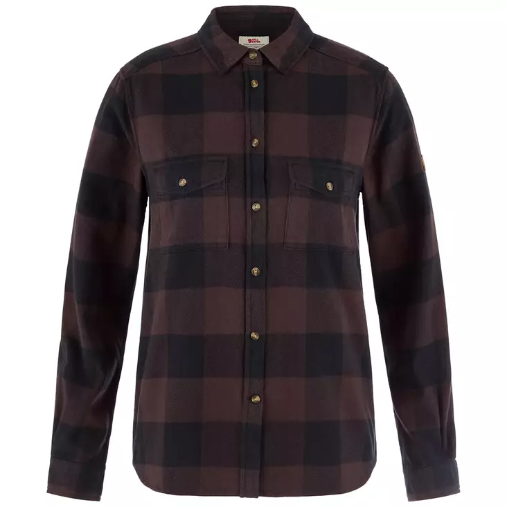 Fjällräven Övik Heavy Flannel Shirt W L Black Oak - Black - Kauluspaidat - 7323451207983 - 1