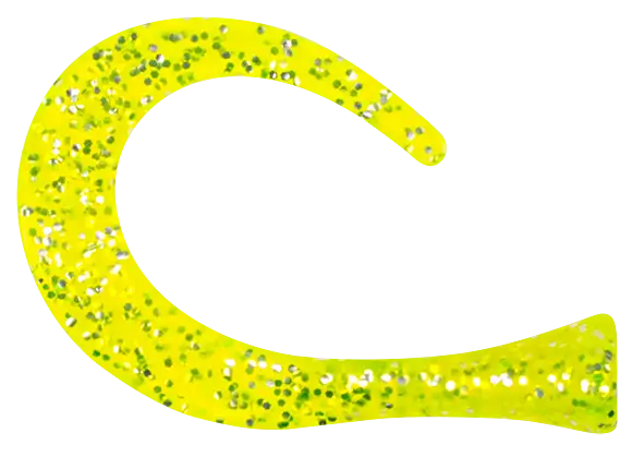 Guppie Tail 3 curly 1 paddle Chartreuse Glitter - Hybridbeten - 4713012486033 - 1