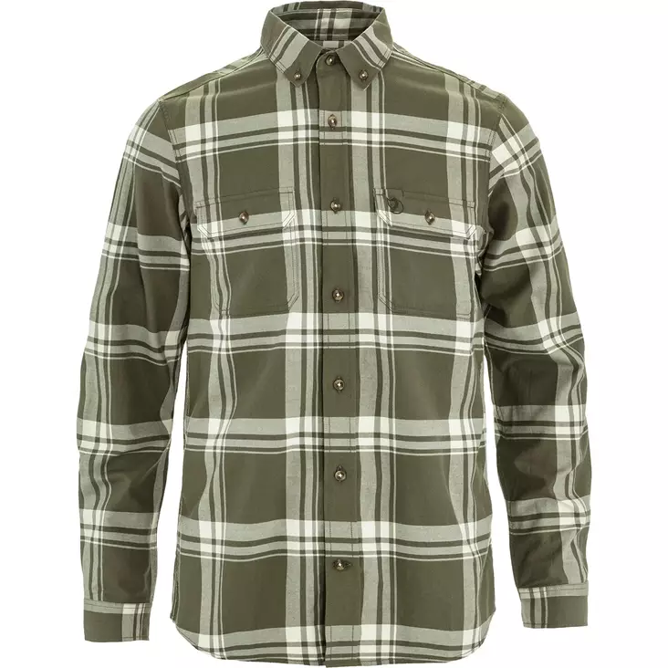 Övik Lite Flannel Shirt M Laurel Green - Chalk White L - Skjortor - 7323451114403 - 1