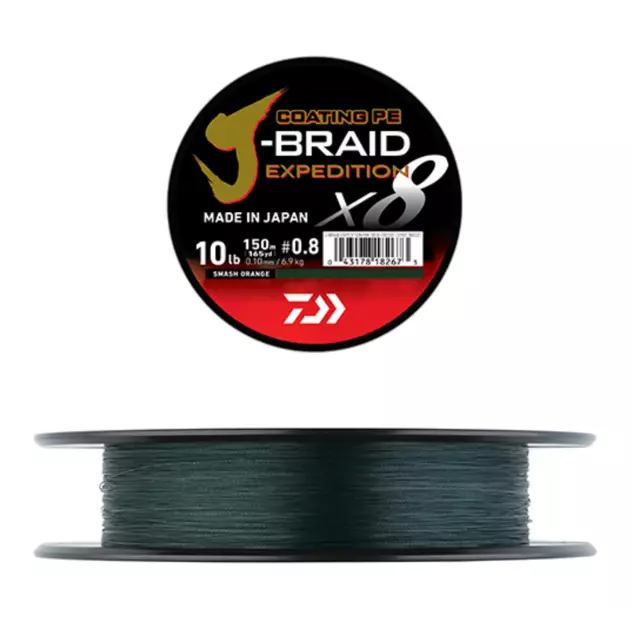 Daiwa J-Braid Expedition x8E 150m 0,32mm Dark Green - Kuitusiimat - 043178182864 - 1