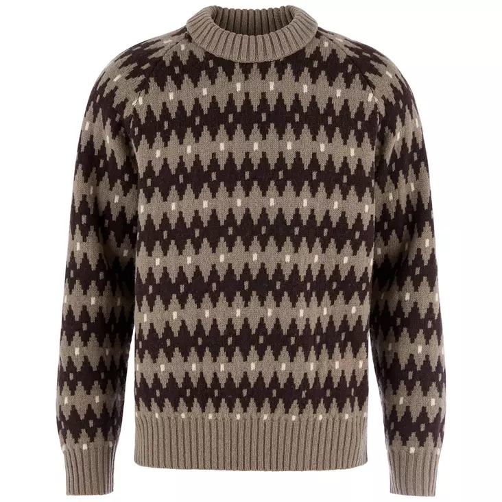 Fjällräven Övik Jacguard Knit M Suede Brown-Black Oak S - Villapaidat ja neuleet - 7323451200434 - 1