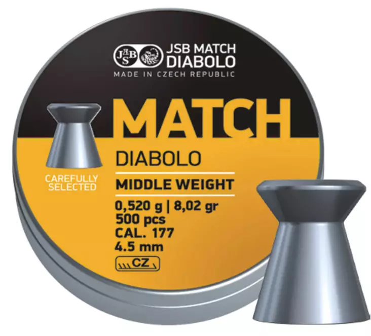 JSB Match Diabolo 4,50mm 0,520g 500st - Ammunition för luftvapen - 8594180450264 - 1