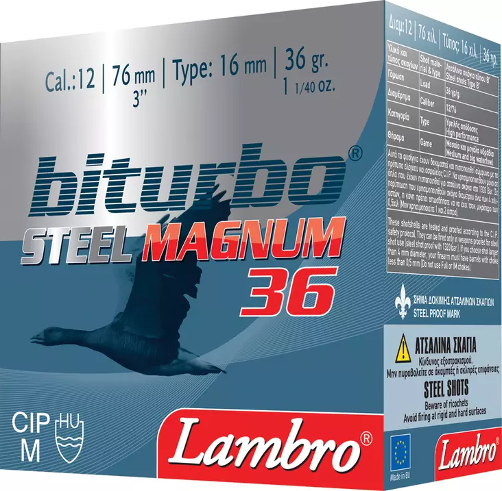 Lambro Biturbo Steel Magnum 36g 3,56mm 25kpl - Kaliiperi 12/muut - 5213011483044 - 1
