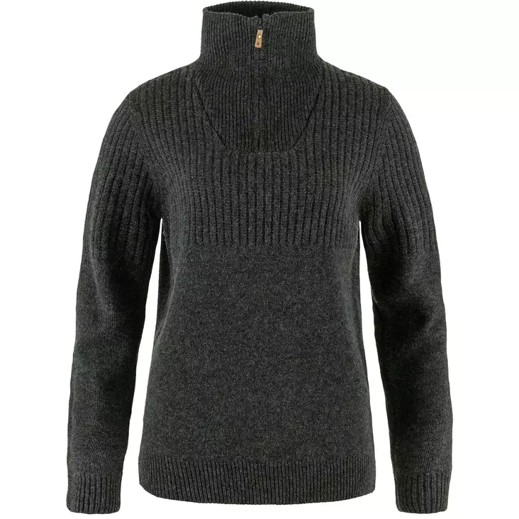 Fjällräven Övik Half Zip Knit Sweater W Dark Grey XS - Stickade tröjor och ylletröjor - 7323450937065 - 1