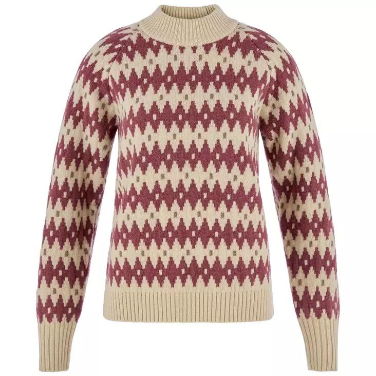 Fjällräven Jacquard Knit W L Light Beige/Mesa Purple - Wool Sweaters and Knitwear - 7323451203657 - 1