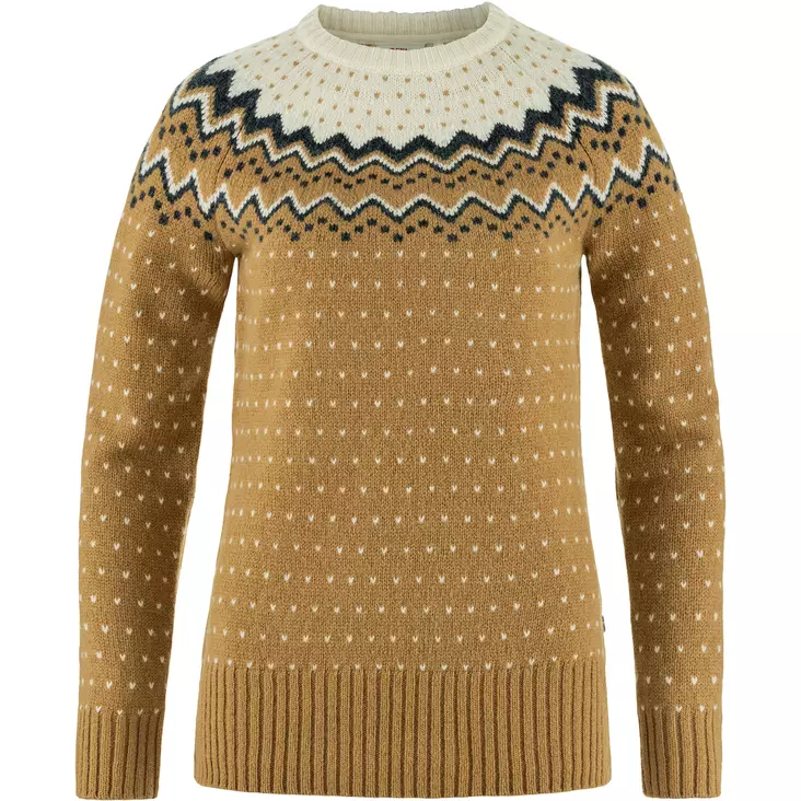 Fjällräven Övik Knit Sweater W S Buckwheat Brown/Chalk White - Stickade tröjor och ylletröjor - 7323451066689 - 1
