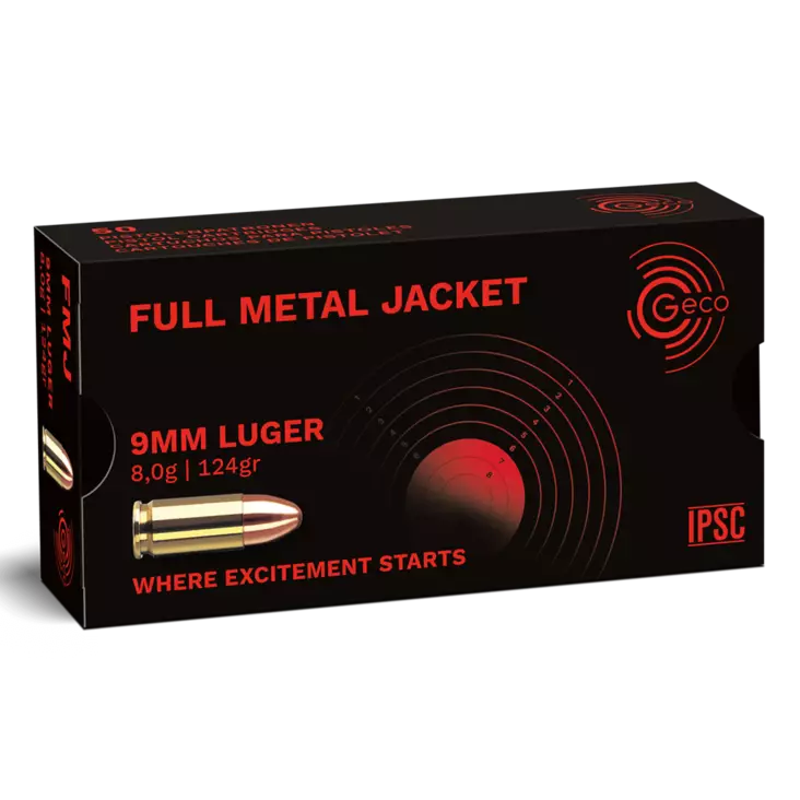 Geco 9mm Luger FMJ 124gr/8g 1000kpl - Pistoolinpatruunat 9mm - 4000294148439 - 1