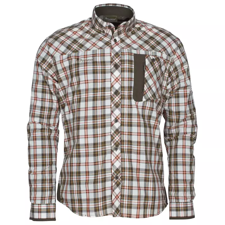 Pinewood Wolf Shirt Offwhite/Brown M - Kauluspaidat - 7331090392489 - 1